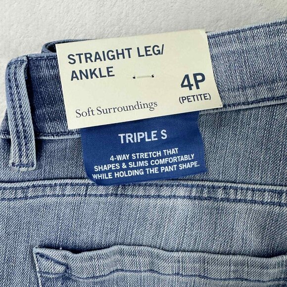 Soft Surroundings Petite Lace Hem Straight Leg Ankle Jeans – Size 4P - Picture 12 of 16